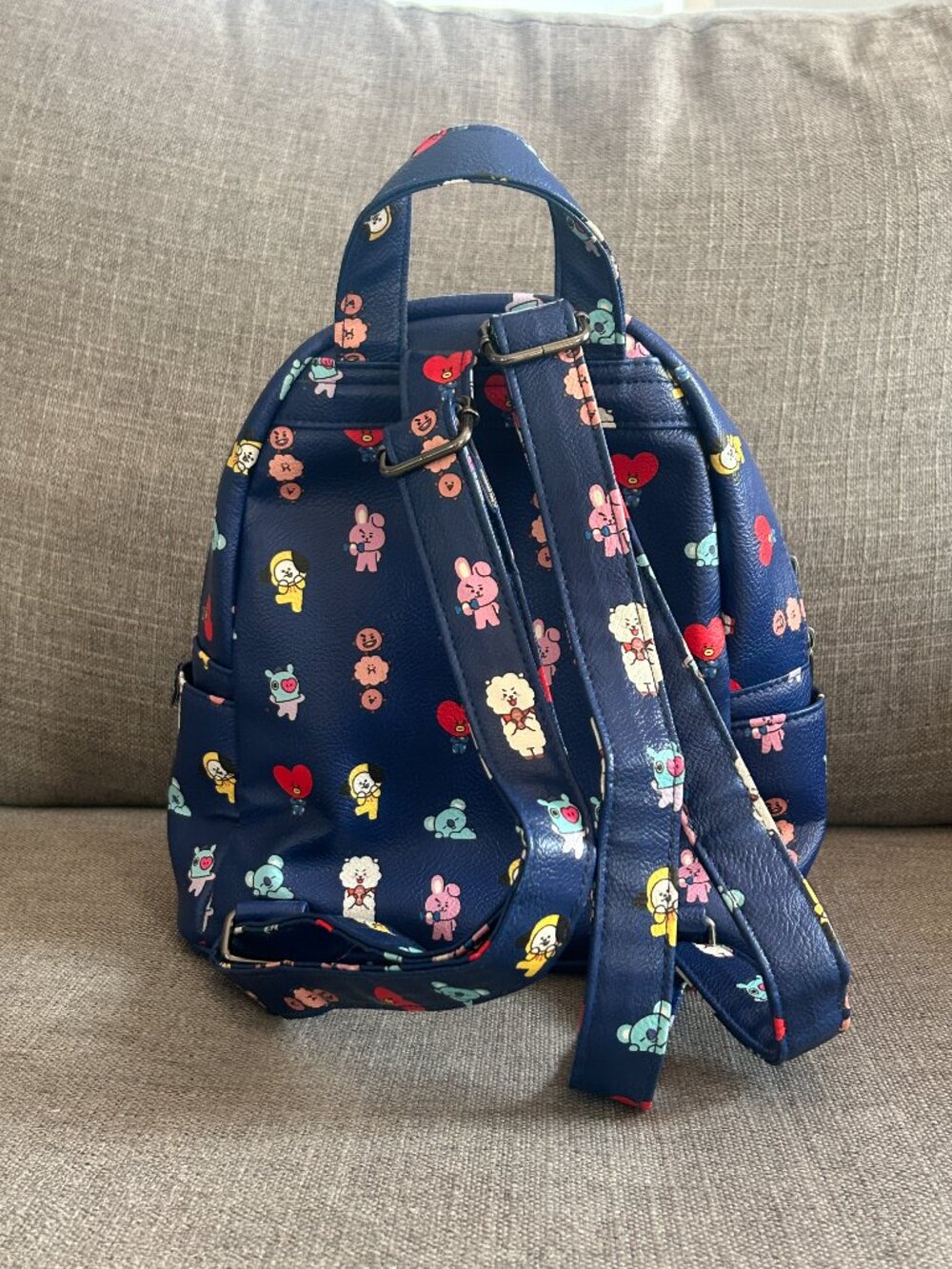 BT21 Blue Mini Backpack Faux Leather Cute Character Graphics K-Pop BTS Merch - Picture 3 of 14